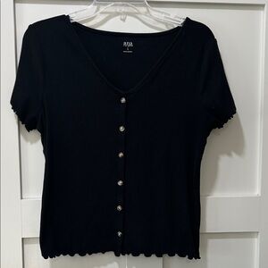 a.n.a Black Short Sleeve Button-Down Top